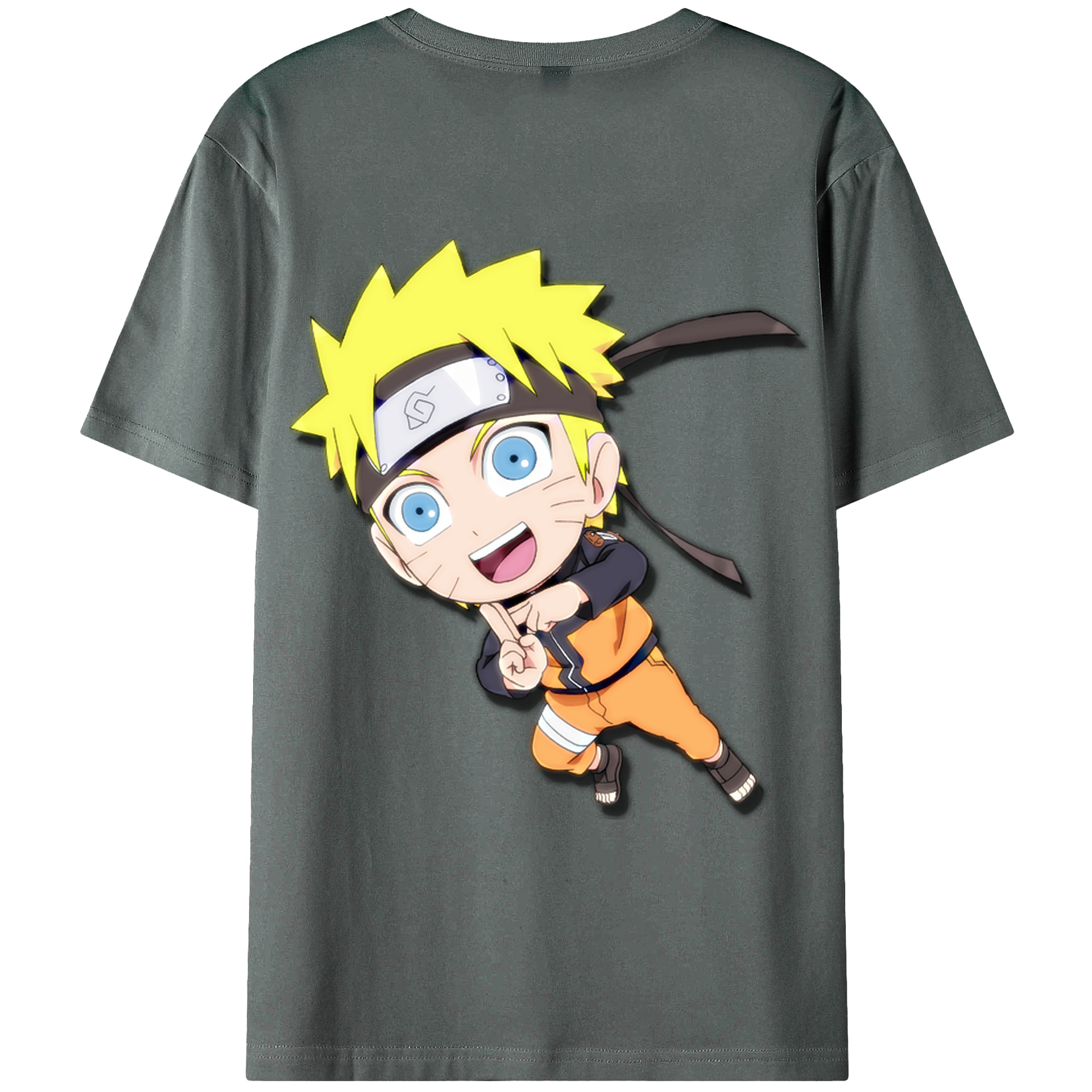 （画像用） NARUTO -ナルト- うずまき ナルト Uzumaki Naruto 綿100％ メンズ半袖Tシャツ（バックプリント） 通気性